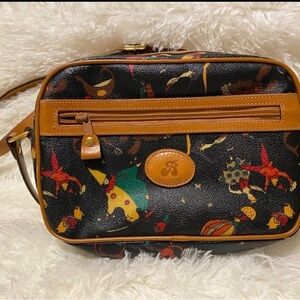 Vintage Braciano Black and Brown clowns Crossbody Bag